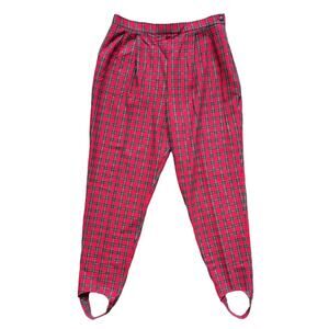 VTG DAVID BROOKS Ribcage Rise Holiday Plaid Stirrup Pants in Red  80s 90s  SZ 12